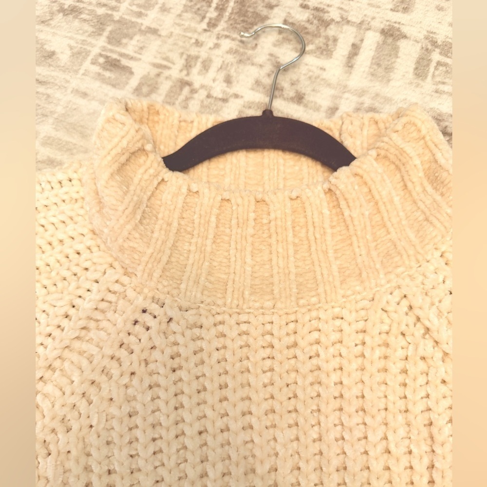 Bella Dahl Cream Chenille Chunky Mock Neck Sweater- Size M - Picture 10 of 14